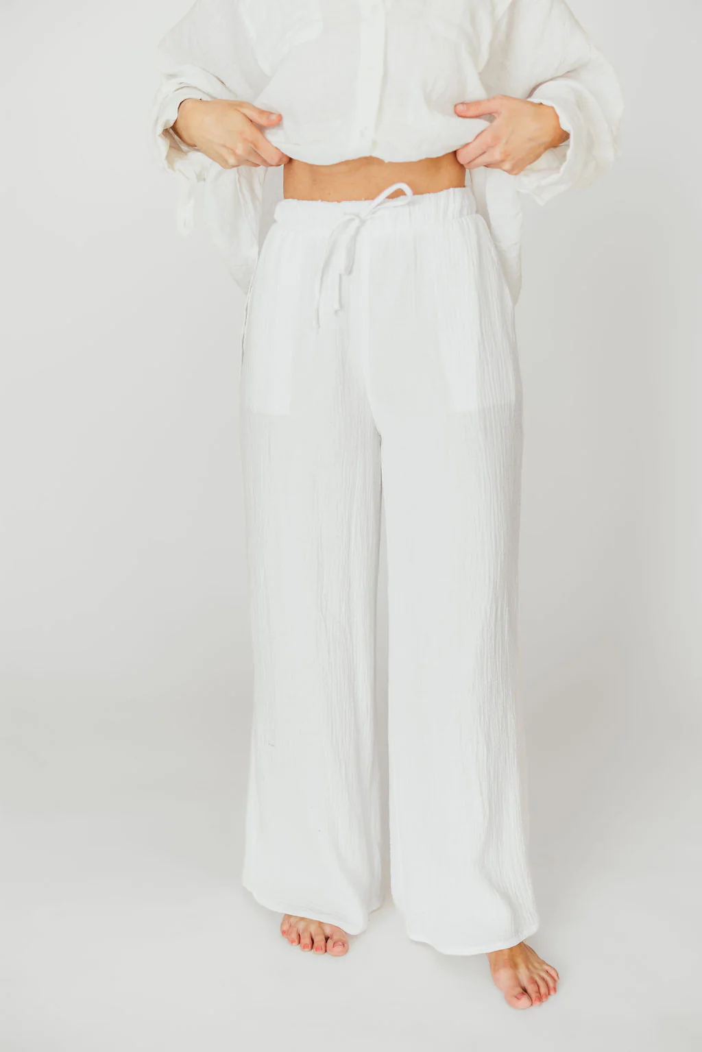 Aurelie 100% Organic Cotton Pants in Off-White - Fashionser