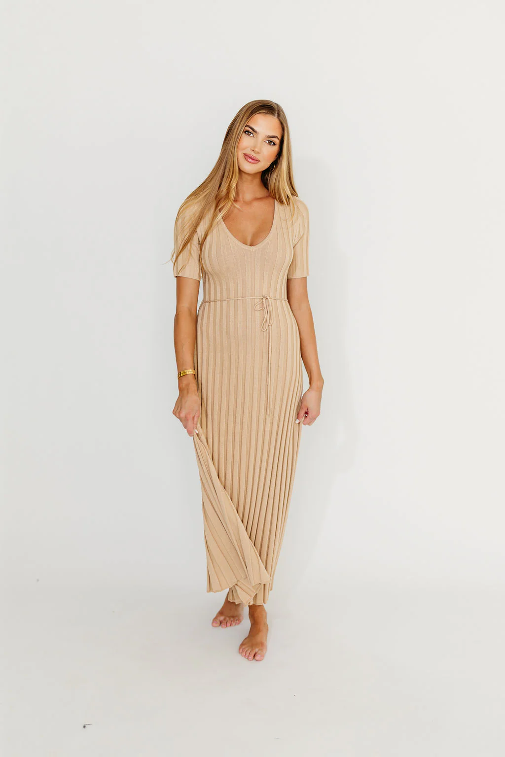 Oakley Ribbed Maxi Dress in Taupe - Bump Friendly - PRE-ORDER - Fashionser