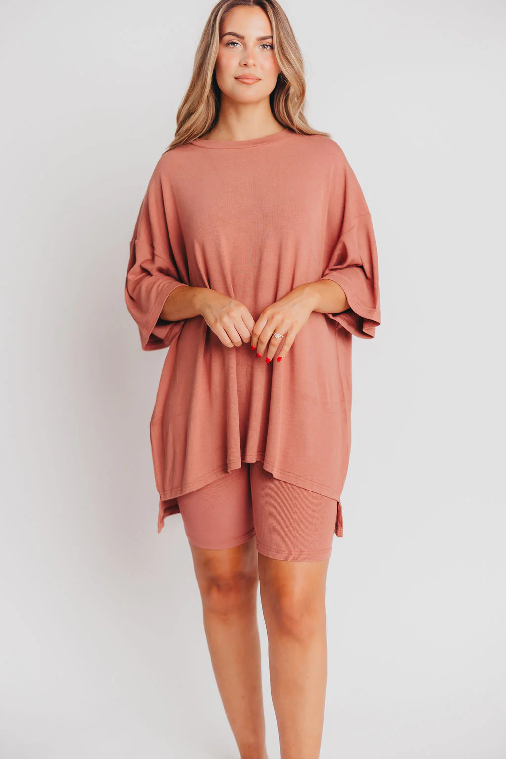 All Weekend Long Set - Short Sleeves - in Blush - Fashionser