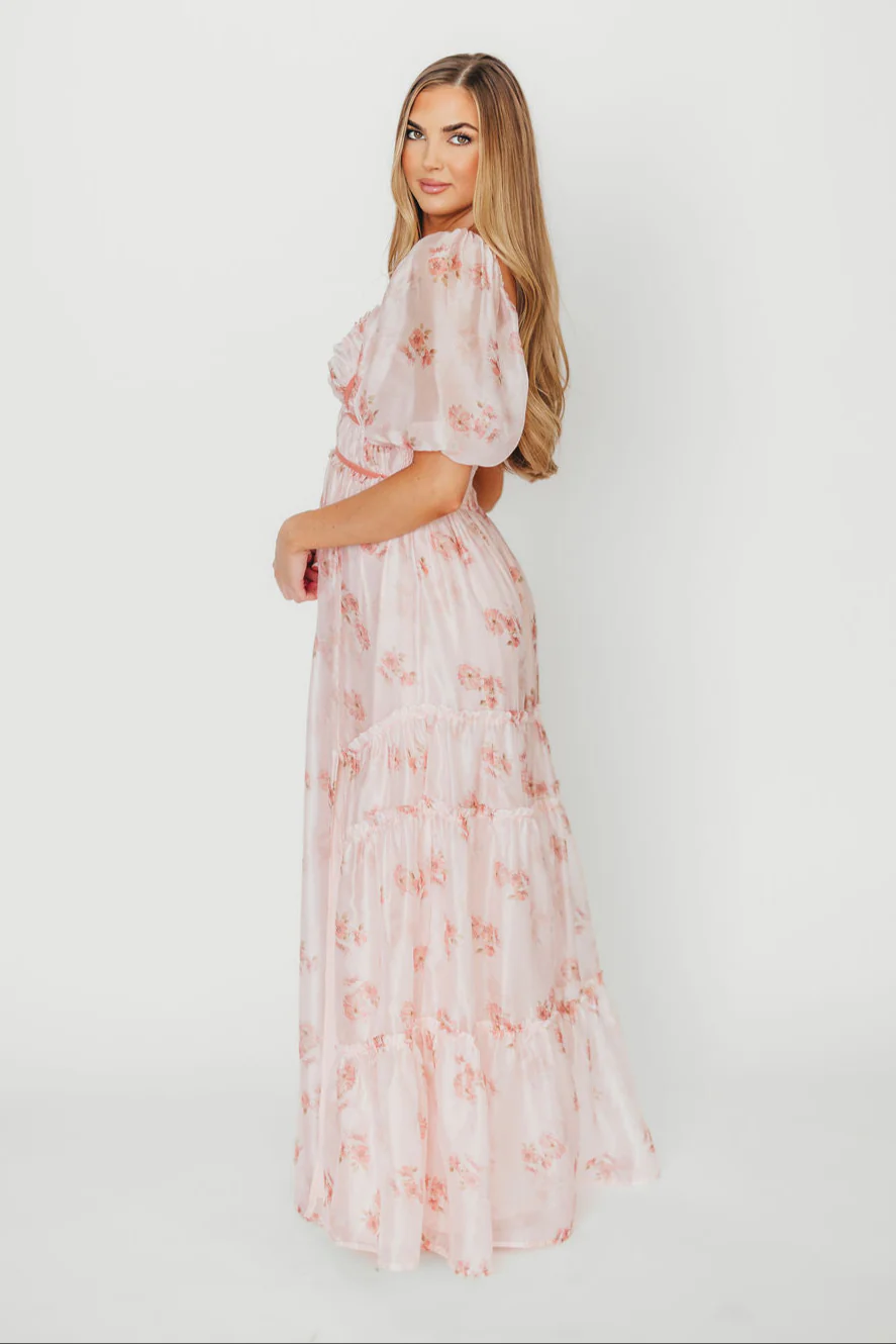 Sarah Maxi Dress in Pink Floral - Fashionser