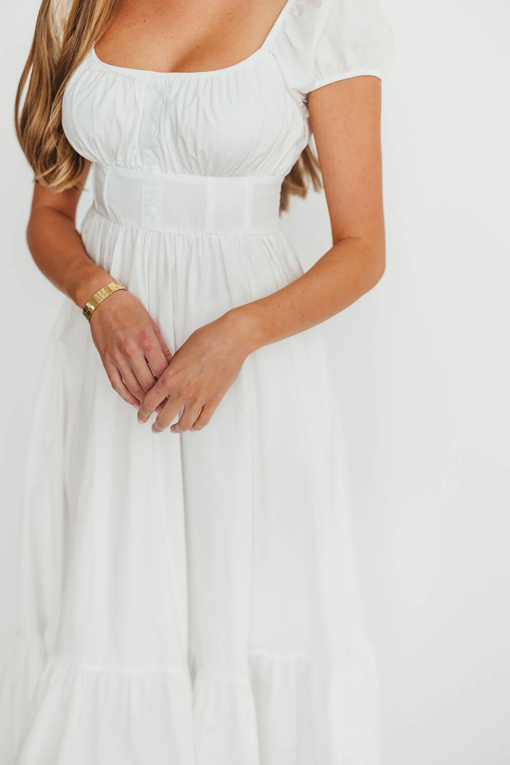 Hannah Midi Dress in White - Fashionser