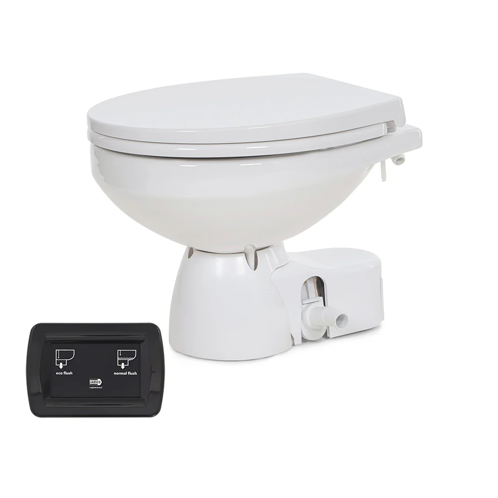 Jabsco Quiet Flush E2 Raw Water Toilet Regular Bowl - 24V  Soft Close Lid [38245-4194RSP] - Fashionser
