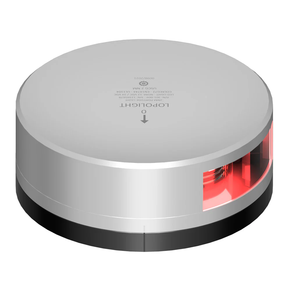 Lopolight Red Port Light - 2NM - Silver Housing w/FB Base [301-009-FB] - Fashionser