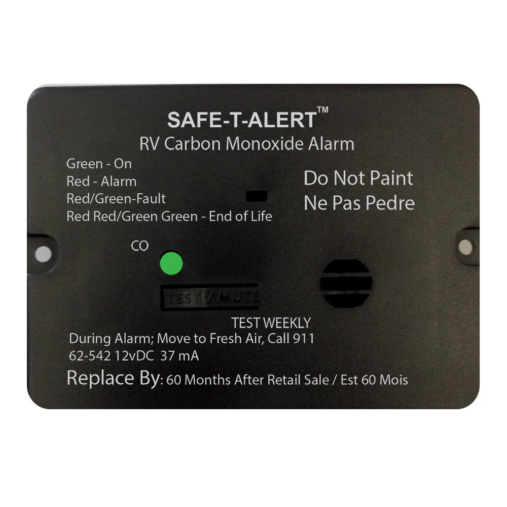 Safe-T-Alert 62 Series Carbon Monoxide Alarm - 12V - RV Flush Mount - Black [62-542-BL] - Fashionser