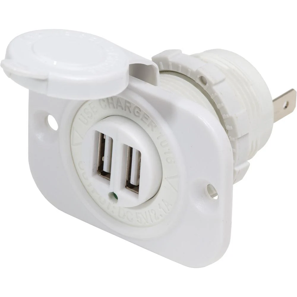 Blue Sea 12V DC Dual USB Charger Socket - White [1016200] - Fashionser