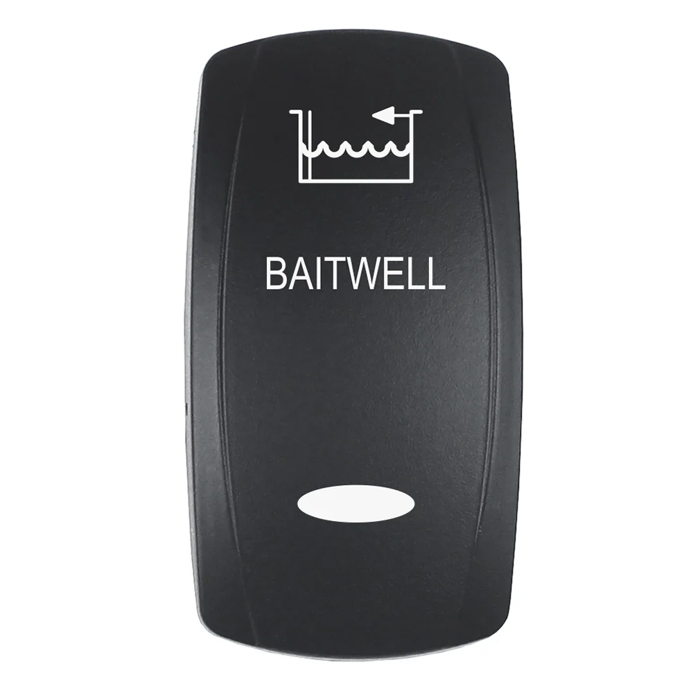 Pacer Actuator - 'BAITWELL' f/V Series Contura Switches - Black - Laser Etched (Top/Bottom Light) [EV2LE-BTWL] - Fashionser