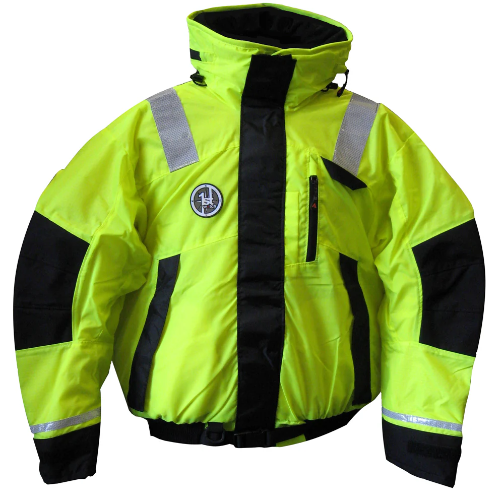 First Watch AB-1100 Flotation Bomber Jacket - Hi-Vis Yellow/Black - Medium [AB-1100-HV-M] - Fashionser