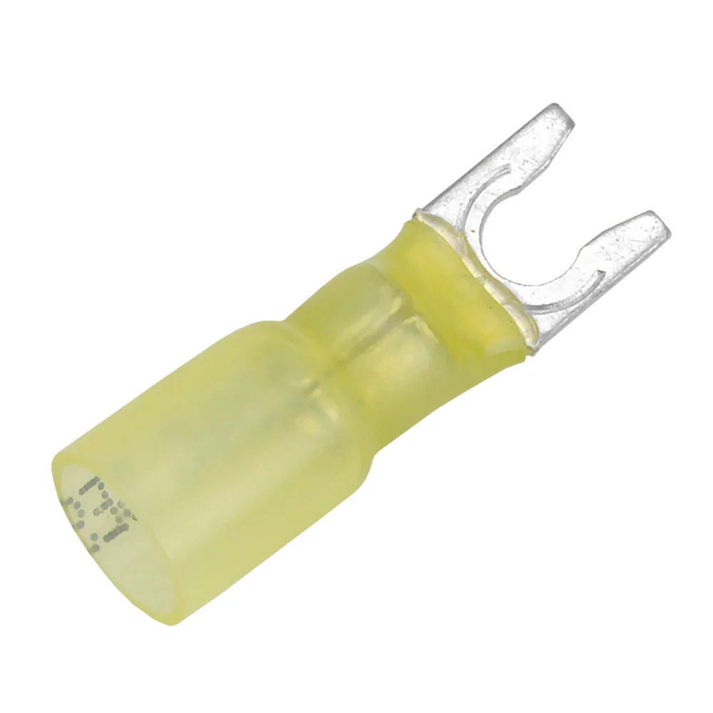 Pacer 12-10 AWG Heat Shrink Spade Terminal - #10 Stud Size - 100 Pack [TE10-10SLF-100] - Fashionser