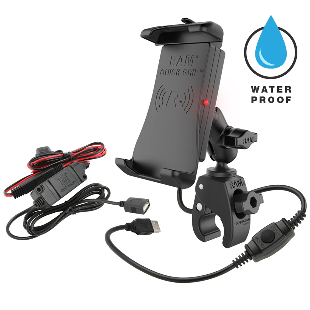 RAM Mount Quick-Grip Waterproof Wireless Charging Mount w/Tough-Claw [RAM-B-400-A-UN14W-V7M] - Fashionser