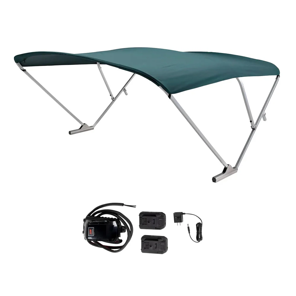 SureShade Battery Powered Bimini - Clear Anodized Frame  Green Fabric [2021133098] - Fashionser