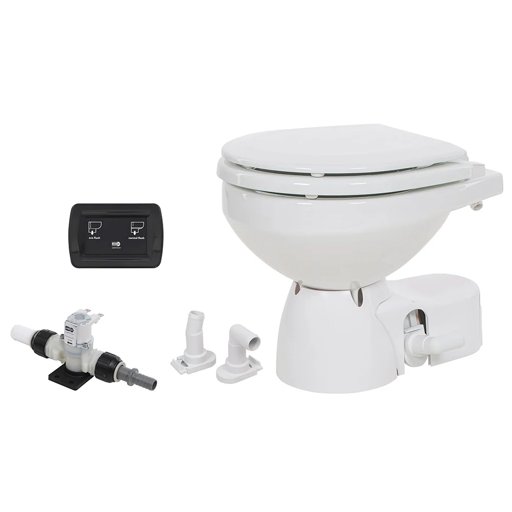 Jabsco Quiet Flush E2 Fresh Water Toilet Compact Bowl - 12V - Soft Close Lid [38045-3092RSP] - Fashionser