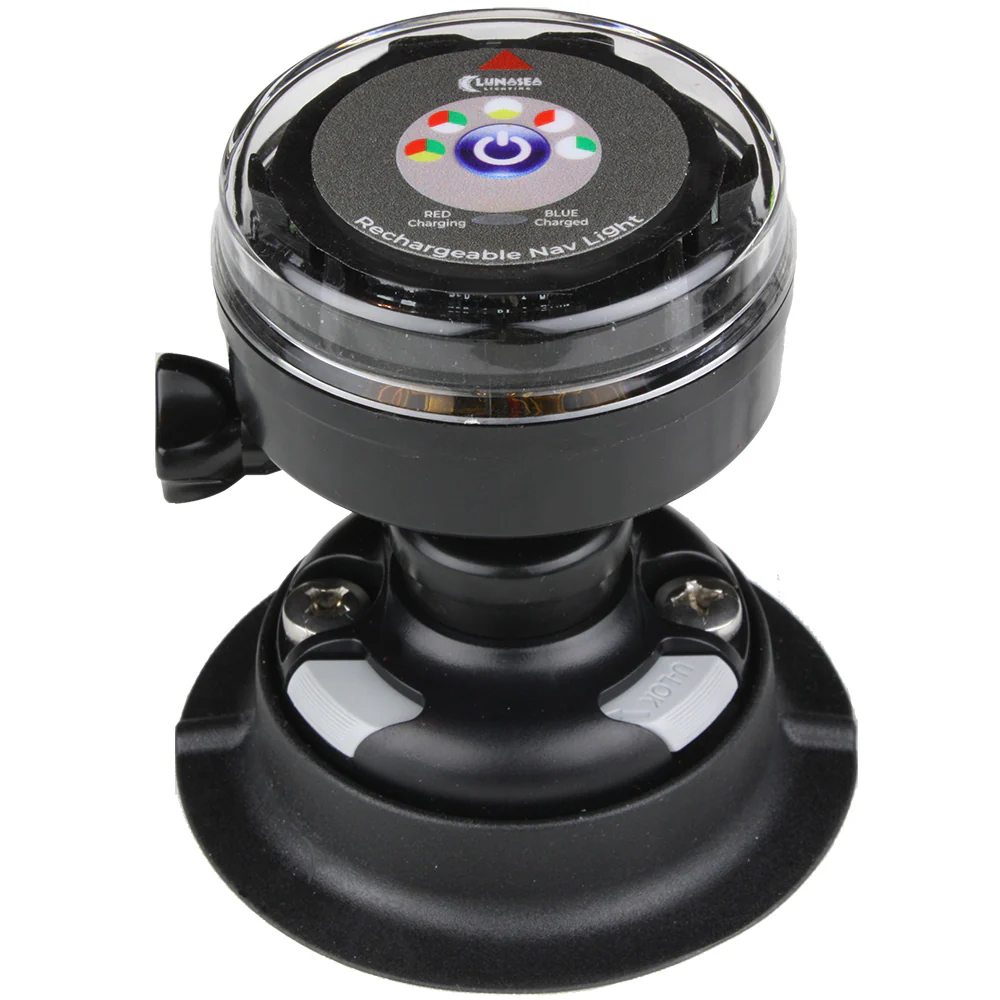 Lunasea Rechargeable Tri-Color Portable Navigation Light w/RailBlaza Quikport Mount - Black [LLB-72BK-UB-01] - Fashionser