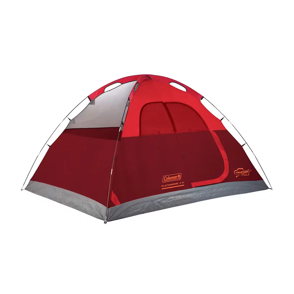 Coleman 4-Person Flatwoods II Lightweight Dome Camping Tent - Red [2207389] - Fashionser