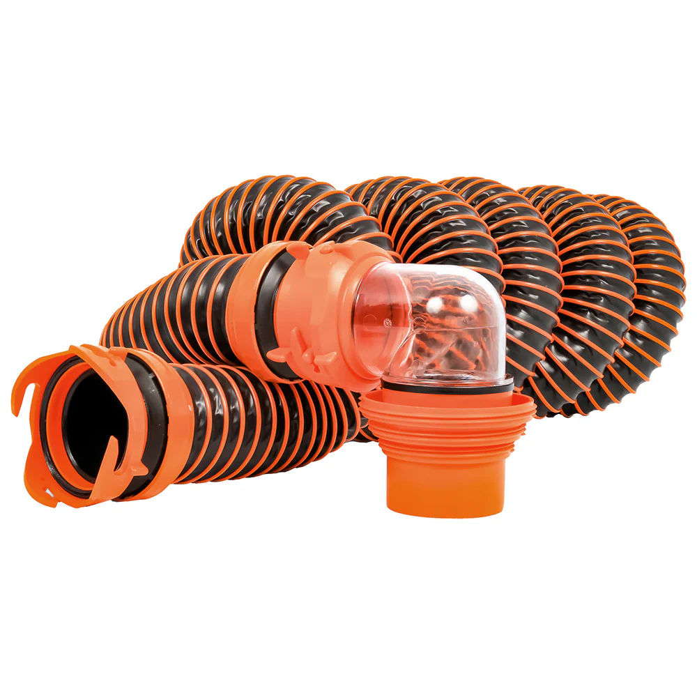 Camco RhinoEXTREME 15 Sewer Hose Kit w/Swivel Fitting 4 In 1 Elbow Caps [39861] - Fashionser