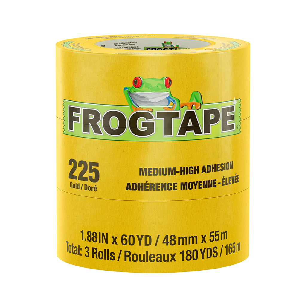 FrogTape CP 225 Medium-High Adhesion Masking Tape - 48MM x 55M x 6-Pack - Gold - Rated f/225F [105322] - Fashionser