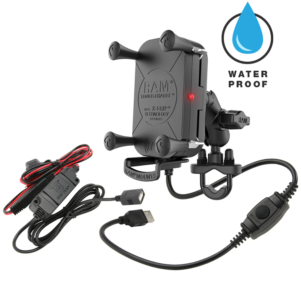 RAM Mount Tough-Charge Waterproof Wireless Charging Motorcycle Mount [RAM-B-149Z-A-UN12W-V7M] - Fashionser