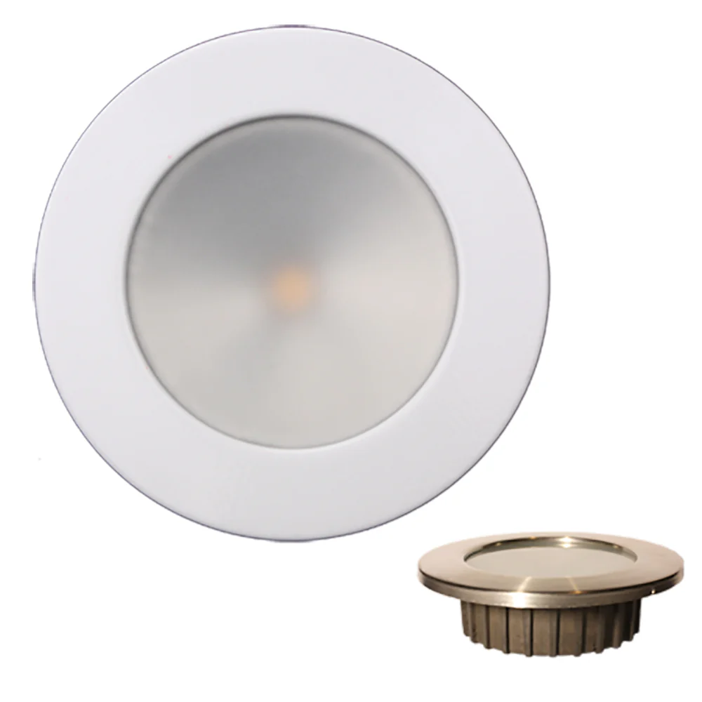 Lunasea ZERO EMI Recessed 3.5 LED Light - Warm White w/White Stainless Steel Bezel - 12VDC [LLB-46WW-0A-WH] - Fashionser