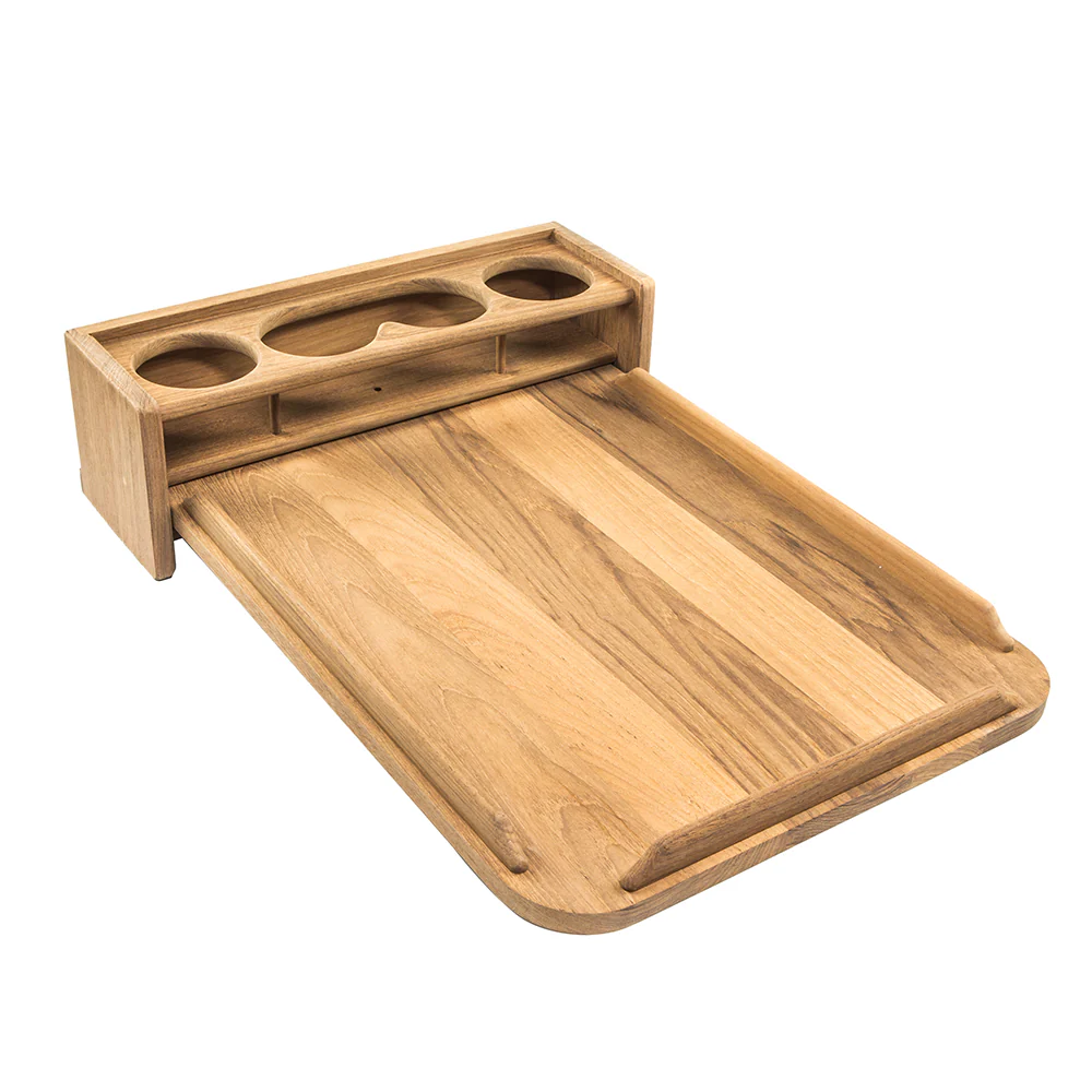 Whitecap Teak Drinkholder w/Removable Cockpit Table Top - Holds 4 Glasses [61394C] - Fashionser