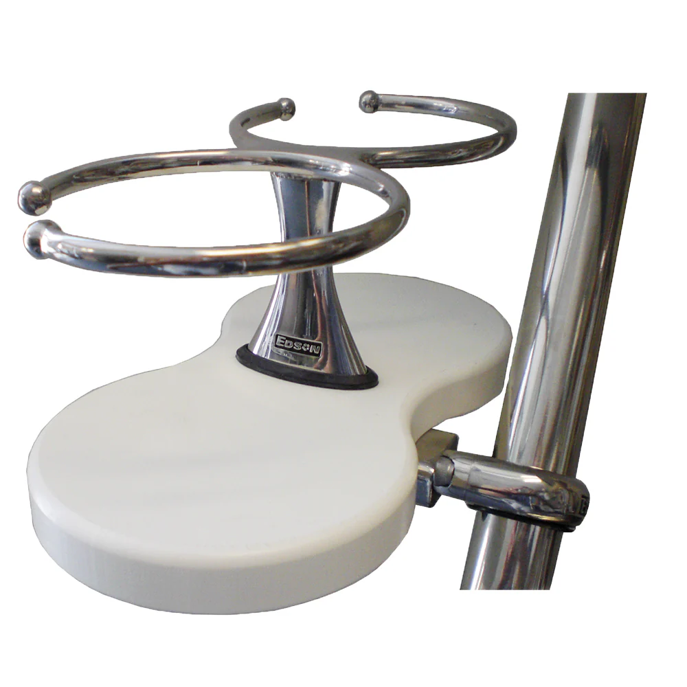 Edson Clamp-On Drink Holder - Double - White Poly [878WH-2-125] - Fashionser