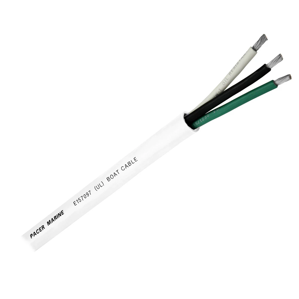 Pacer Round 3 Conductor Cable - 100 - 14/3 AWG - Black, Green  White [WR14/3-100] - Fashionser