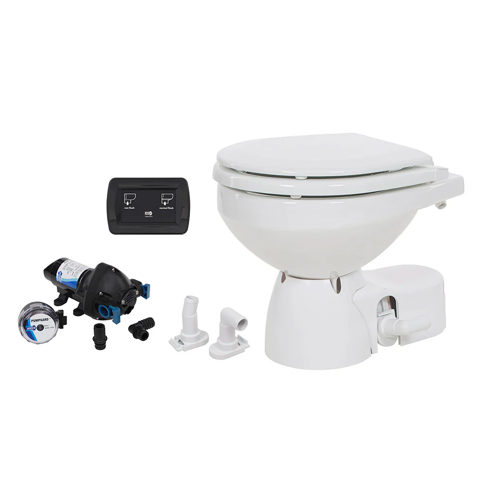 Jabsco Quiet Flush E2 Raw Water Toilet Compact Bowl - 24V - Soft Close Lid [38245-3094RSP] - Fashionser