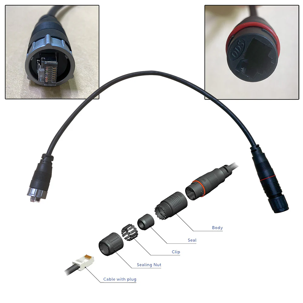 Furuno RJ45 to HUB102 Cable 0.5M Waterproof RJ45 (M) to RJ45 Adapter [WRJ-ADP-05M] - Fashionser