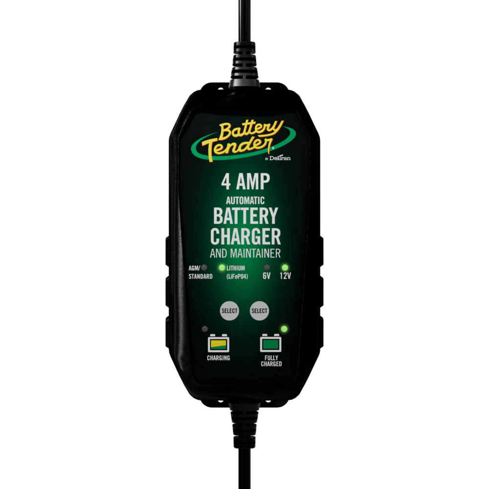 Battery Tender 6V/12V, 4A Lead Acid  Lithium Selectable Battery Charger [022-0209-BT-WH] - Fashionser