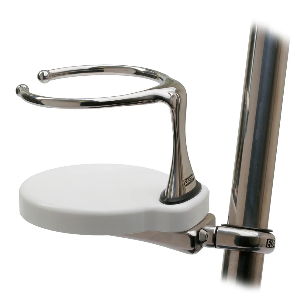 Edson Clamp-On Drink Holder - Single - White Poly [878WH-1-125] - Fashionser
