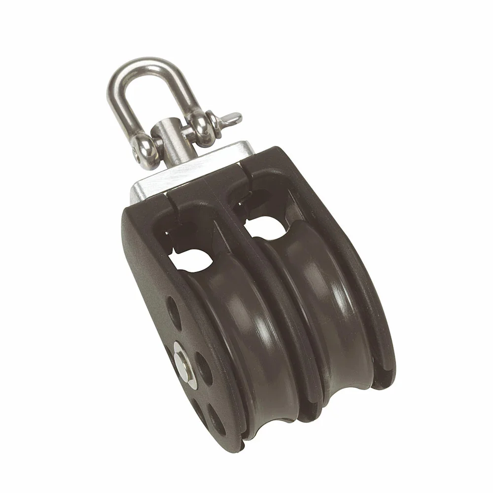 Barton Size 1 30mm Plain Bearing Pulley Block Double w/Swivel [N01230] - Fashionser