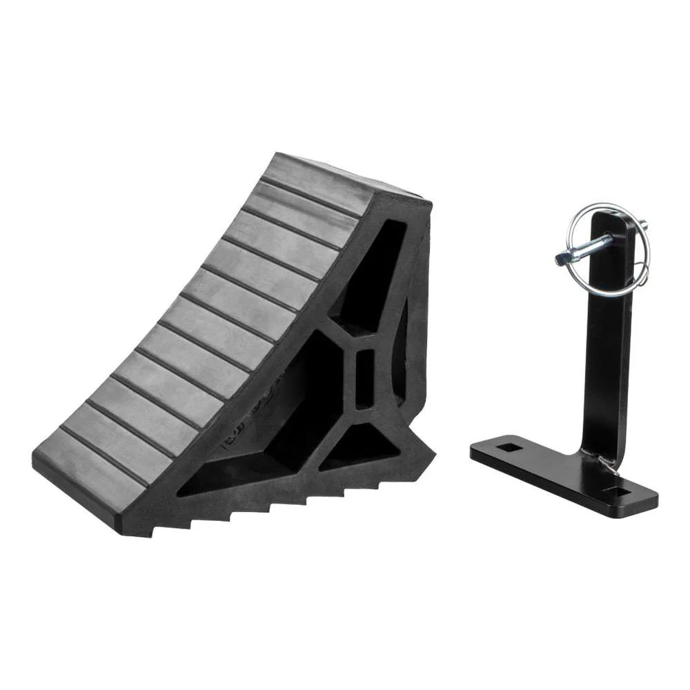 CURT HD Rubber Wheel Chock w/Handle  Single Trailer Mount [22803] - Fashionser