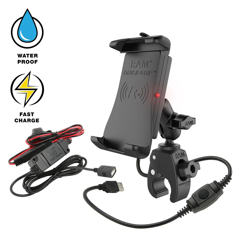 RAM Mount Quick-Grip 15W Waterproof Wireless Charging Mount w/Tough-Claw [RAM-B-400-A-UN14W-V7M-1] - Fashionser