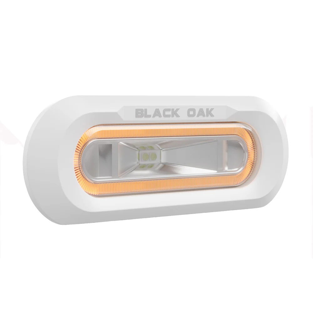 Black Oak Low Pro Marine Spreader Light - Flush Mount - White Housing - Amber LED [MLPS-FA] - Fashionser