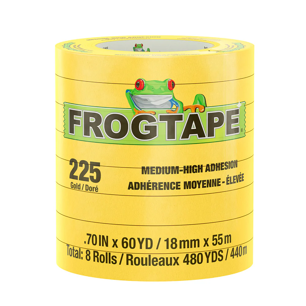 FrogTape CP 225 Medium-High Adhesion Masking Tape - 18MM x 55M x 12-Pack - Gold - Rated f/225F [105545] - Fashionser