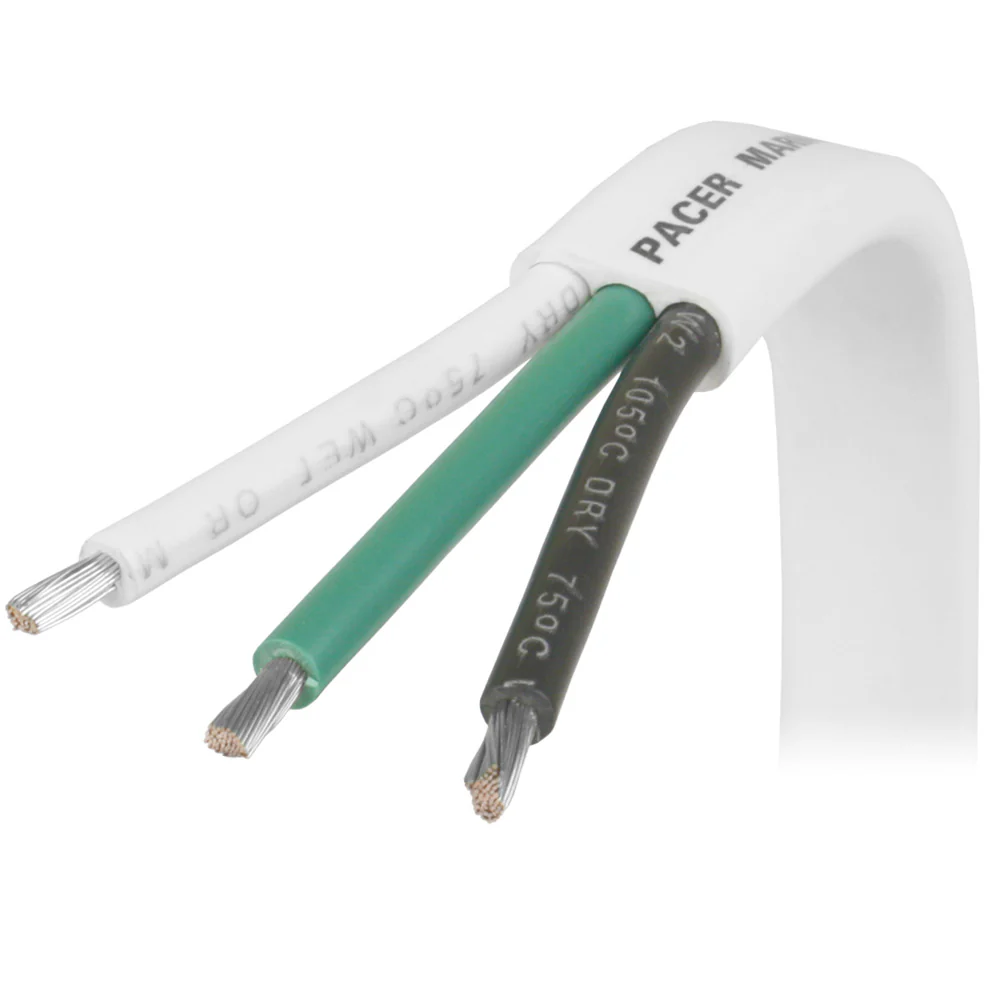 Pacer 16/3 AWG Triplex Cable - Black/Green/White - Sold By The Foot [W16/3-FT] - Fashionser