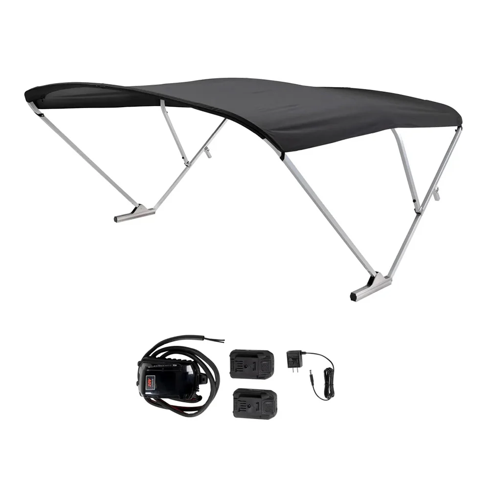SureShade Battery Powered Bimini - Clear Anodized Frame  Black Fabric [2021133086] - Fashionser