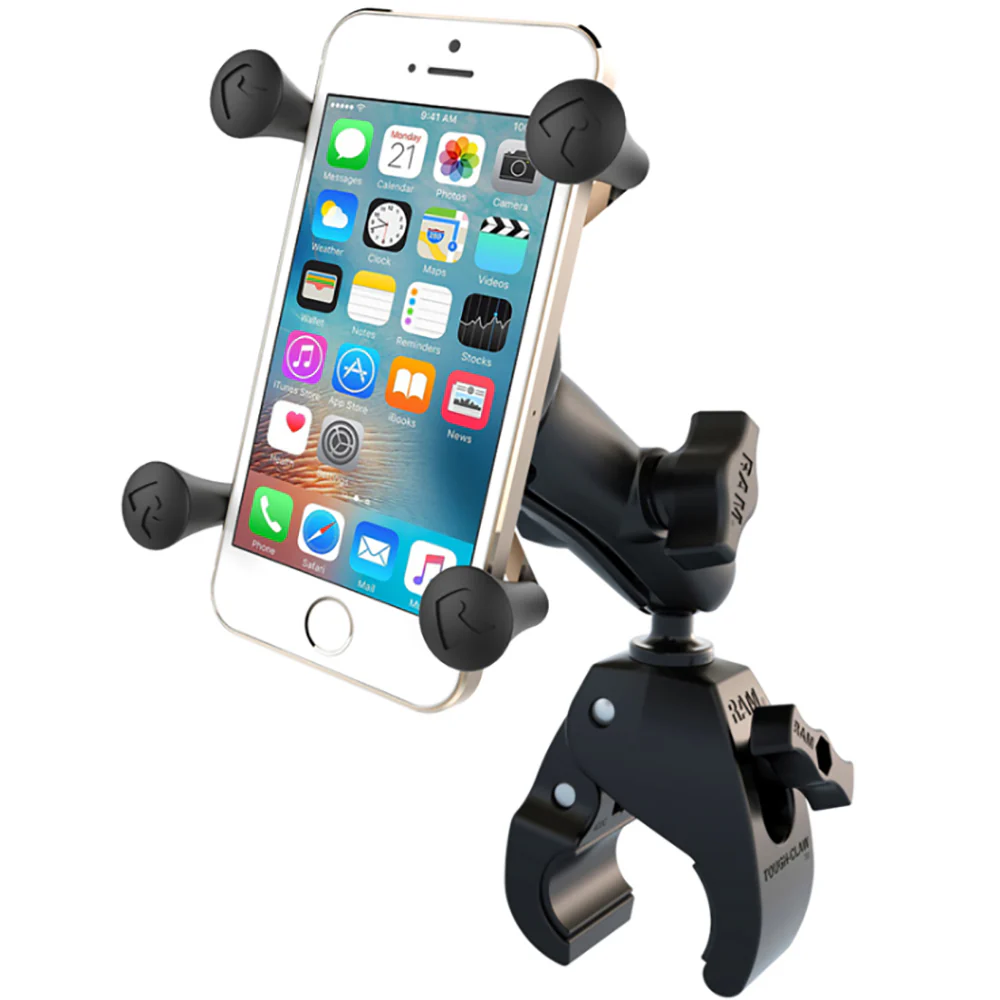 RAM Mount Small Tough-Claw Base w/Double Socket Arm  Universal X-Grip Cell/iPhone Cradle [RAM-B-400-UN7] - Fashionser