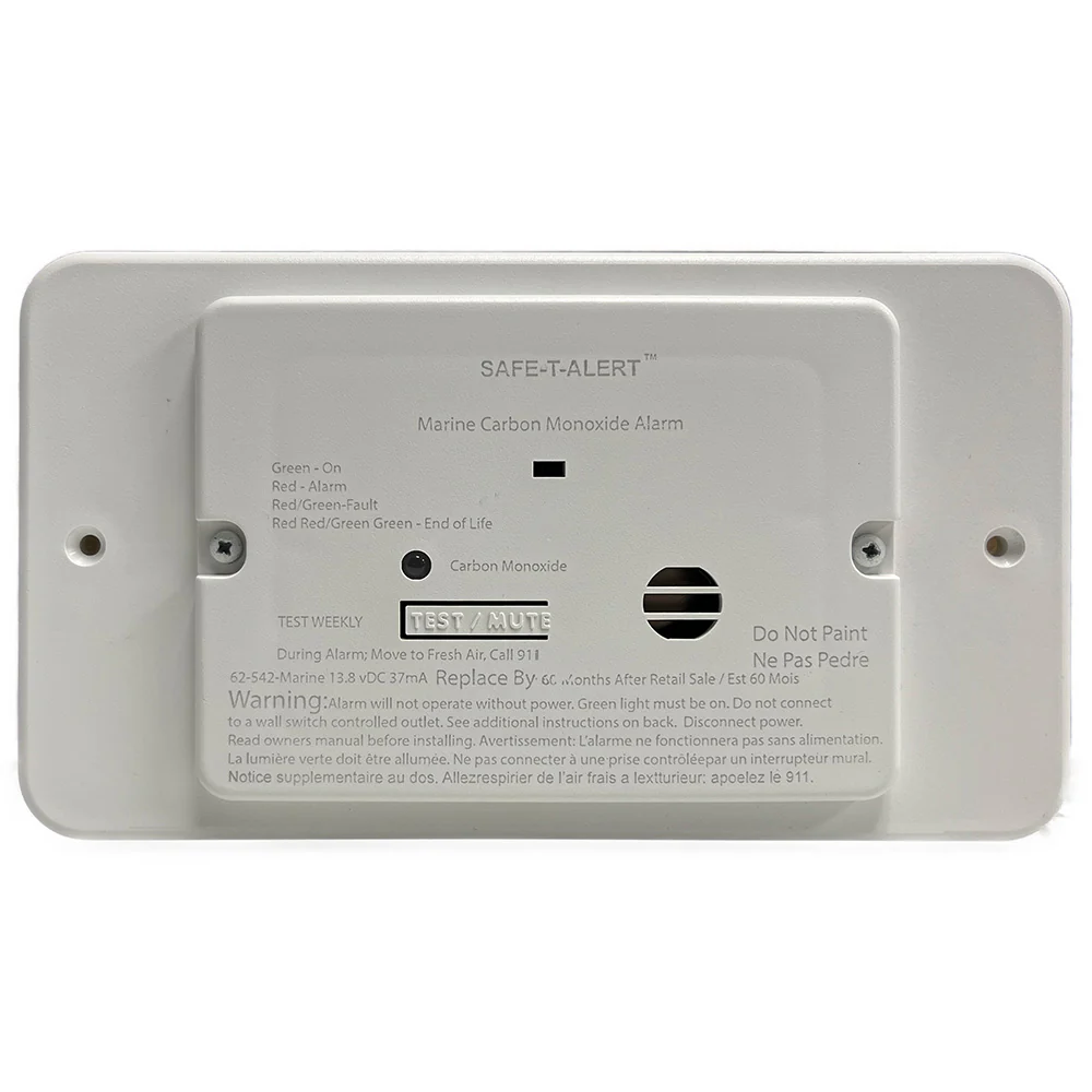 Safe-T-Alert 62 Series Marine Carbon Monoxide - Flush Mount - White - 12V w/Trim Ring [62-542-TR-WT-M] - Fashionser