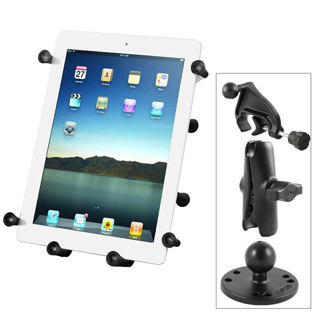 RAM Mount Universal X-Grip III Large Tablet Holder - Fits New iPad - Includes Yoke Mount [RAM-B-121-UN9U] - Fashionser