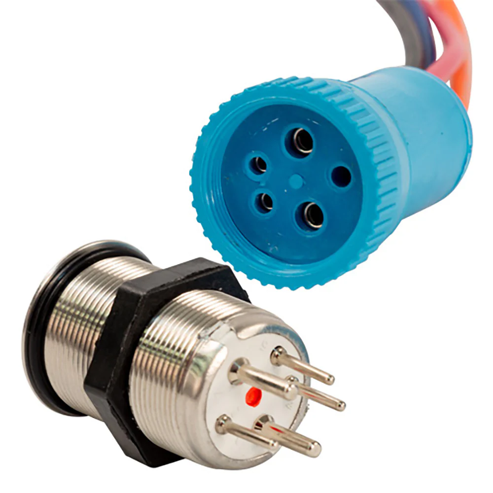 Bluewater 22mm Push Button Switch - Off/On Contact - Blue/Red LED - 4' Lead [9059-1113-4] - Fashionser