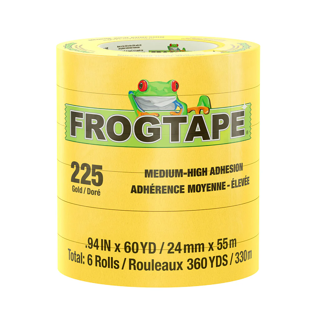 FrogTape CP 225 Medium-High Adhesion Masking Tape - 24MM x 55M x 12-Pack - Gold - Rated f/225F [105320] - Fashionser