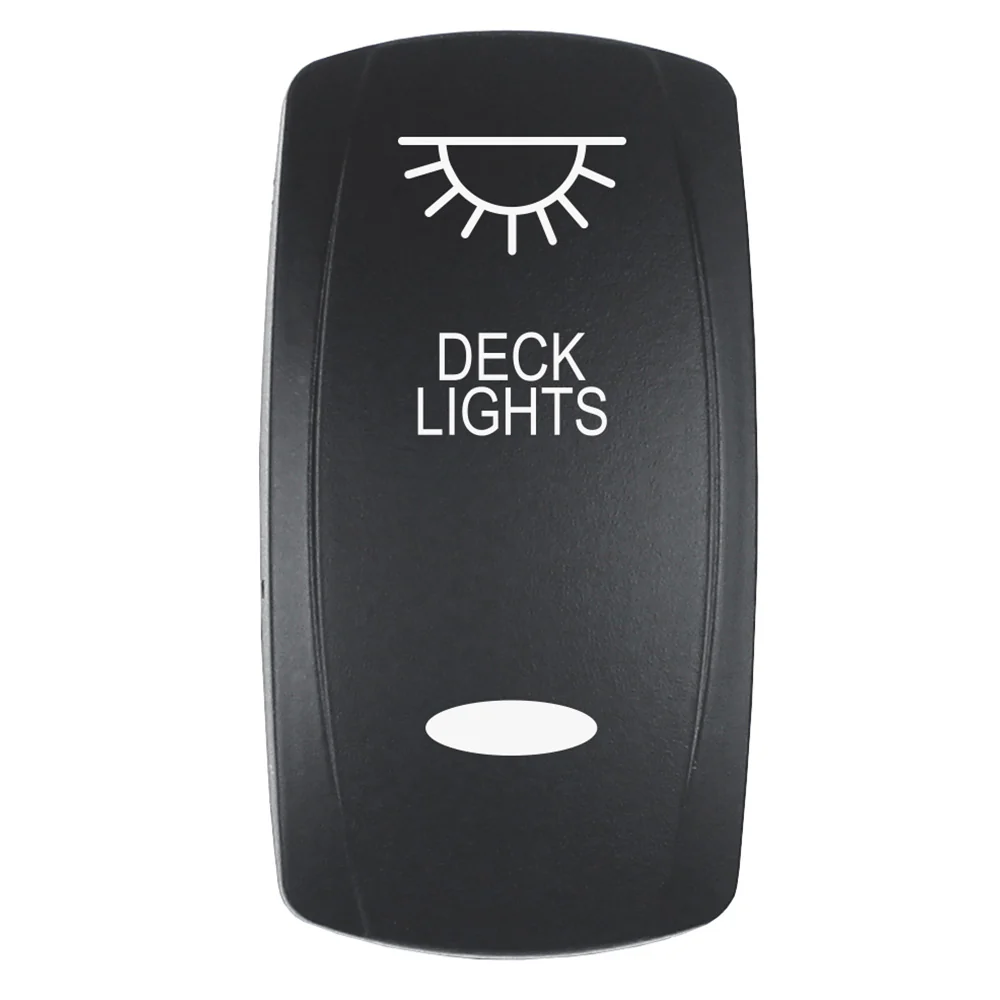 Pacer Actuator - 'DECK LIGHTS' f/V Series Contura Switches - Black - Laser Etched (Top/Bottom Light) [EV2LE-DECK] - Fashionser