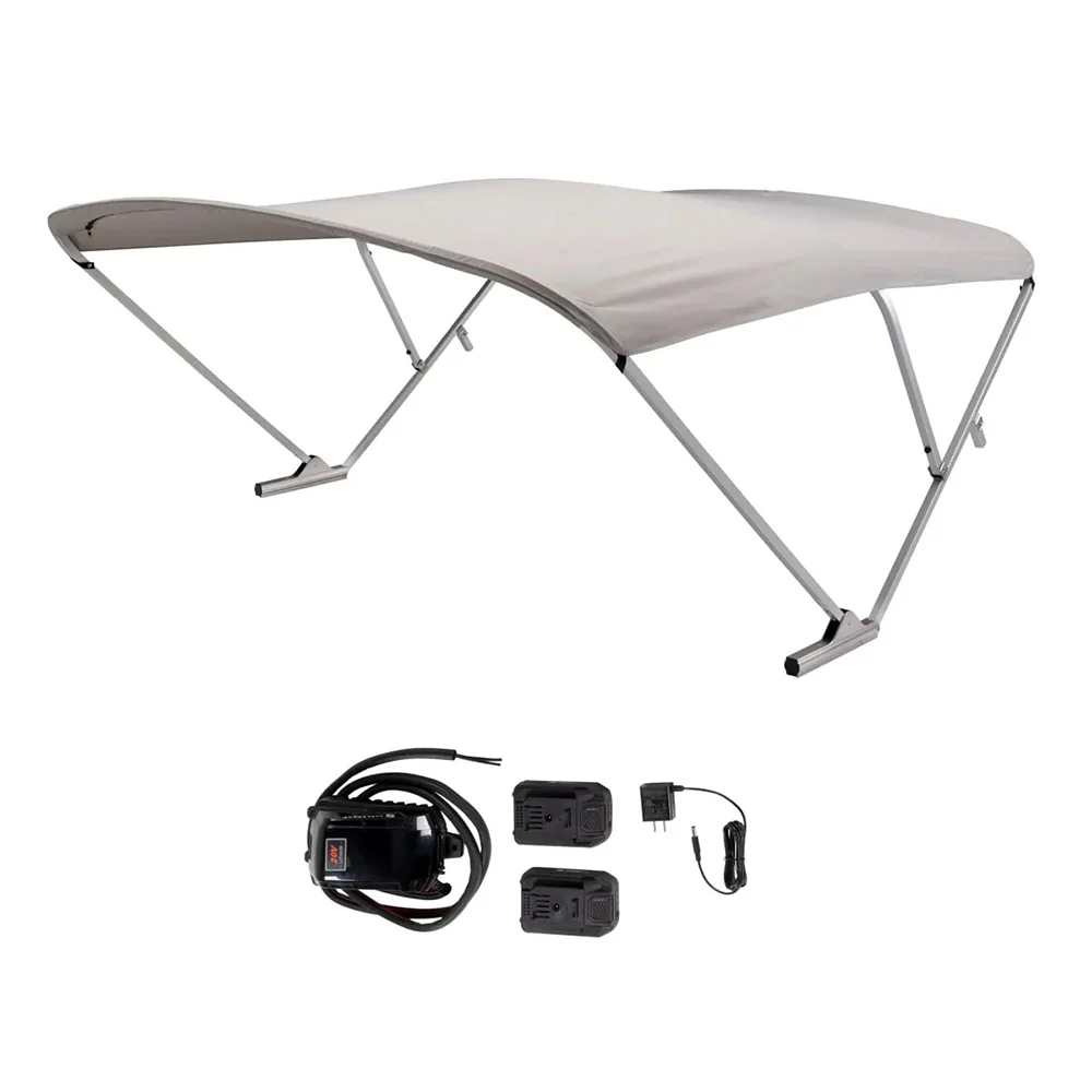 SureShade Battery Powered Bimini - Clear Anodized Frame  Grey Fabric [2021133092] - Fashionser