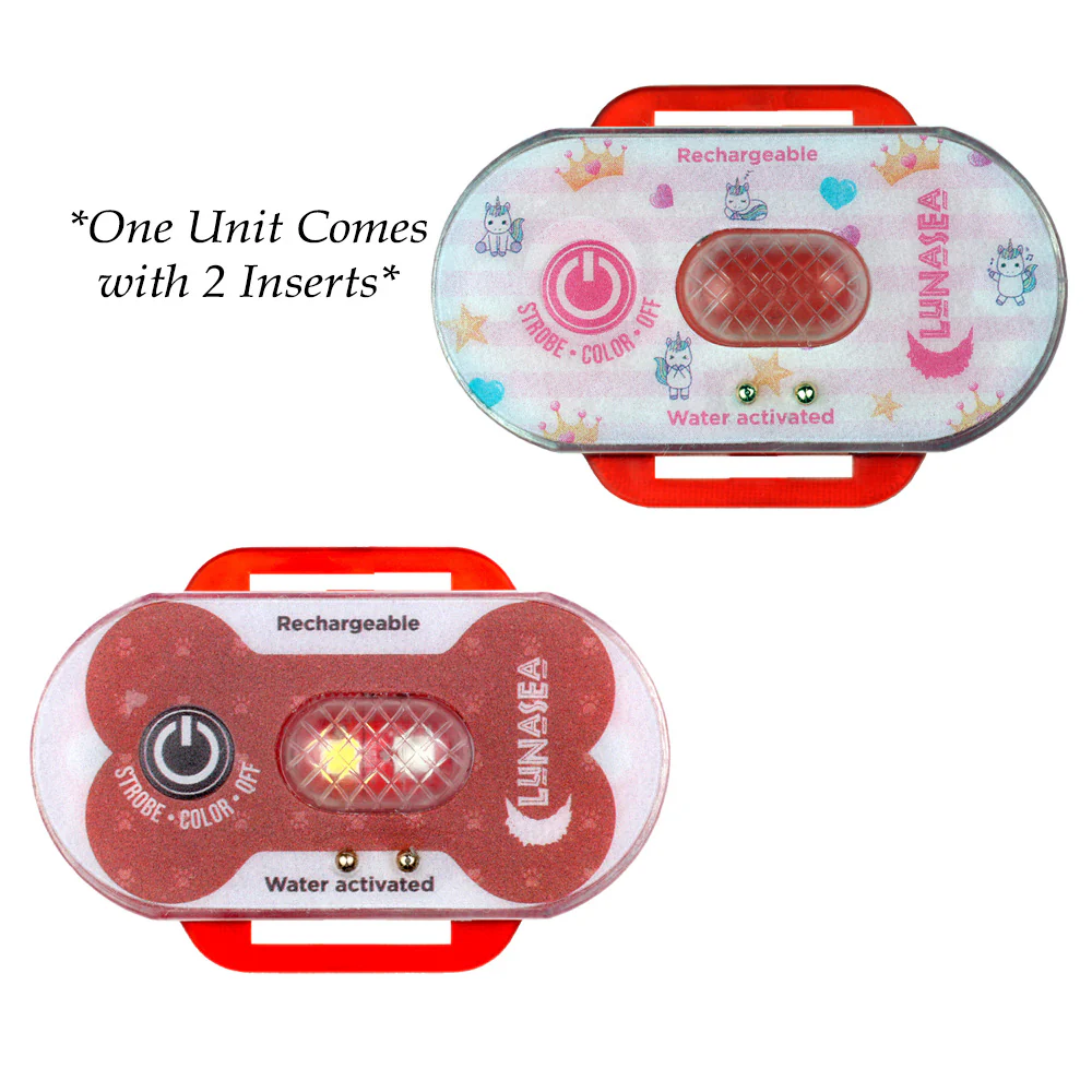 Lunasea Child/Pet Safety Water Activated Strobe Light - Red Case, Blue Attention Light [LLB-63RB-E0-01] - Fashionser