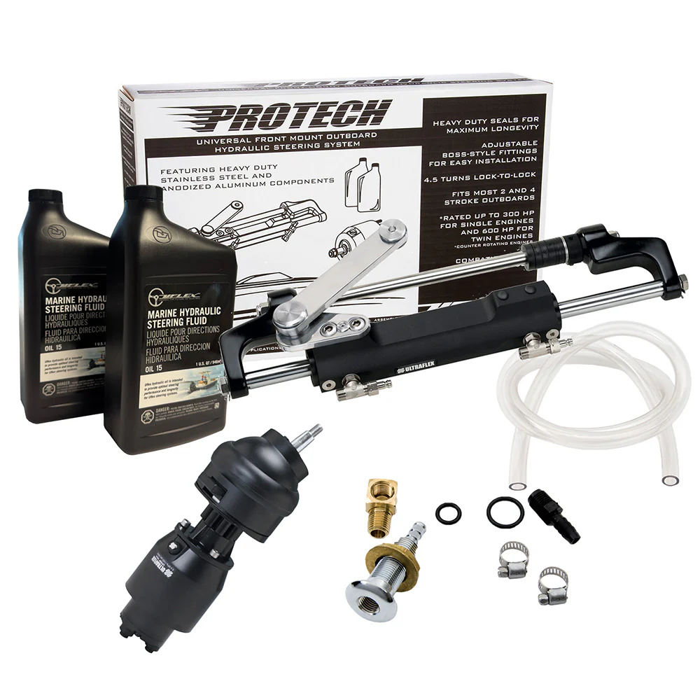 Uflex PROTECH 2.1 Front Mount Tilt OB Hydraulic System - Includes UP28T Helm Pump, Oil, UC128TS-2 Cylinder,  X52 Tilt - No Hoses [PROTECH 2.1T] - Fashionser