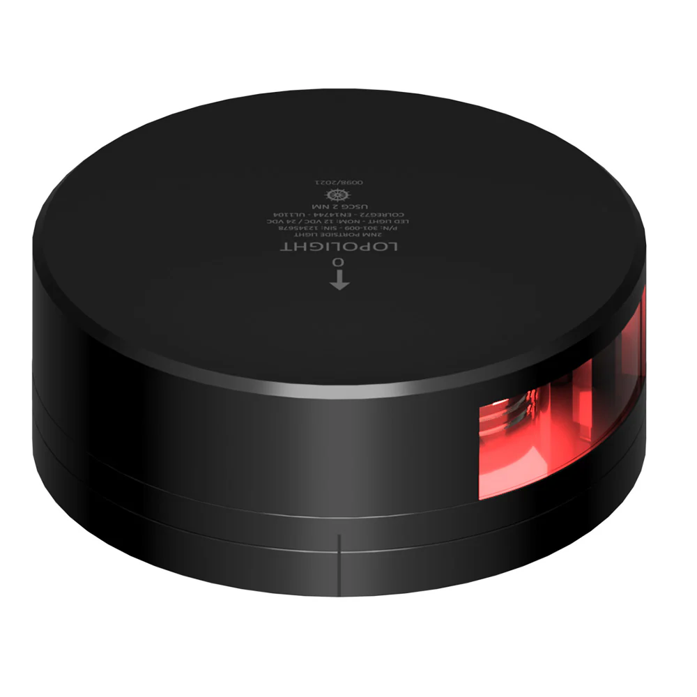 Lopolight Red Port Light - 2NM - Black Housing w/FB Base [301-009-FB-B] - Fashionser