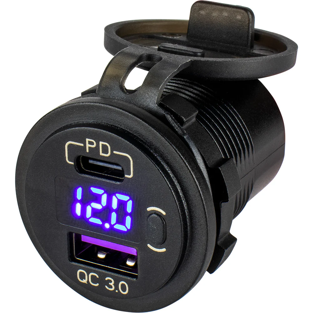 Sea-Dog Round USB  USB-C Power Socket w/Hidden Voltmeter [426518-1] - Fashionser