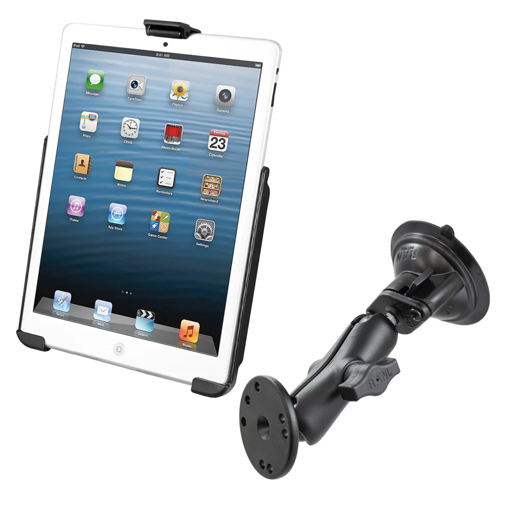 RAM Mount Suction Cup Mount w/Apple iPad mini EZ-ROLL'R Cradle [RAM-B-166-AP14U] - Fashionser