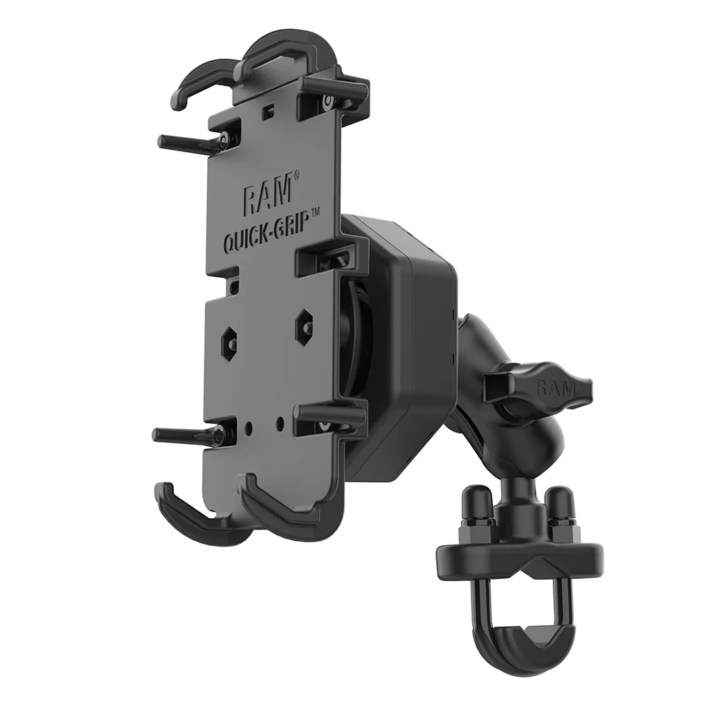 RAM Mount RAM Quick-Grip XL Phone Mount w/Vibe-Safe  U-Bolt Base - Short [RAM-B-149Z-A-PD4-462] - Fashionser