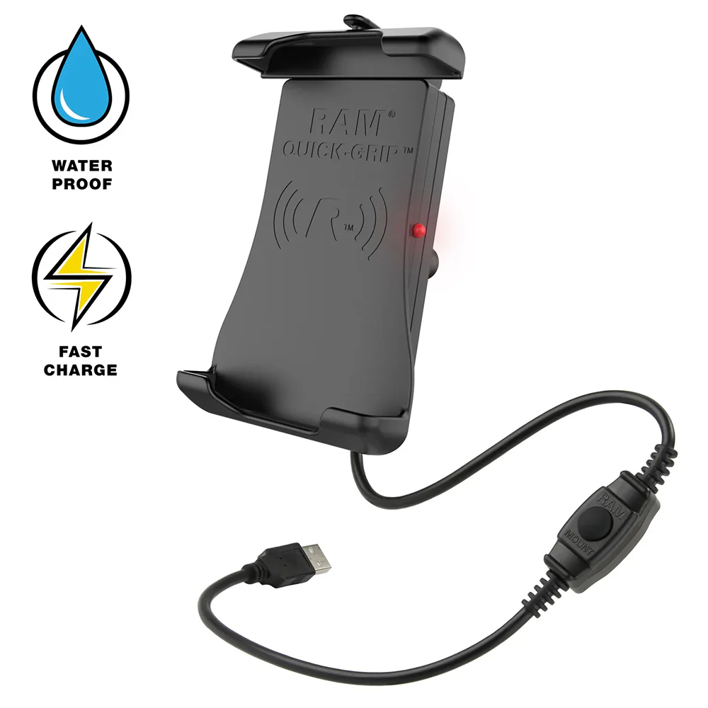 RAM Mount RAM Quick-Grip 15W Waterproof Wireless Charging Holder w/Ball [RAM-HOL-UN14WB-1] - Fashionser