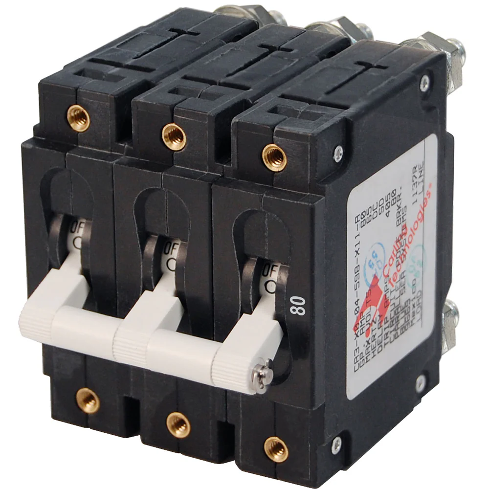 Blue Sea 7289 C-Series Triple Pole Circuit Breaker - 80A [7289] - Fashionser